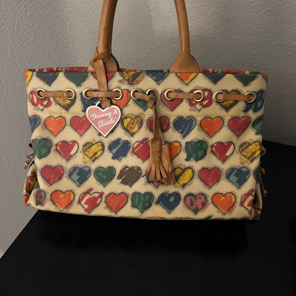 Dooney & Bourke Multicolor Leather Heart Pattern Tote Bag